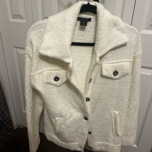 Tahari Soft White Fleece Jacket